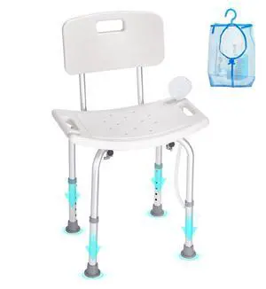 VEVOR Shower Chair, Shower Seat with Back, Adjustable Height Shower Stool, Shower Chair for Inside Shower Bathtub, Non-slip Bathroom Bench Bath Chair for Elderly Disabled Handicap, 350 lbs Capacity
