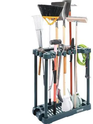 VEVOR Garden Tool Organizer, 10 Slots, Yard Tool Tower Rack for Garage Organization and Storage, Hold Long-Handled Tool/Rake/Broom/Shovel, PP Garden Tool Stand Holder Organizer for Yard, Shed, Outdoor