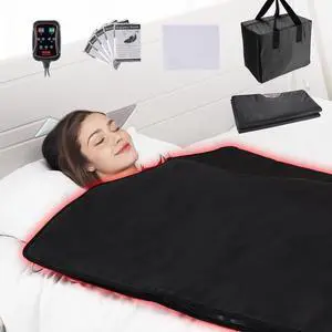 VEVOR Sauna Blanket for Detoxification, Portable Far Infrared Sauna for Home, PU Sauna Bag w/  Therapy Stones & Carbon Fiber Heating, 1-6 Level Adjustable Temp 95-185, 1-60 Minutes Timer, 75 x 35in