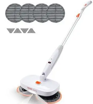 VEVOR Cordless Electric Mop, Electric Spin Mop with Water Tank, up to 40 mins Battery, LED Headlight, Dual Mop Heads, 4 Microfiber Pads & 4 Trapezoid Microfiber Pads, for Hardwood/Tile Floor Cleaning
