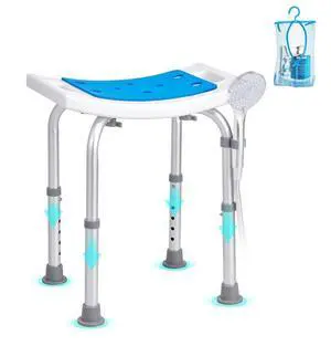 VEVOR Shower Chair, Adjustable Height Shower Stool, Shower Seat for Inside Shower or Tub, Non-Slip Bench Bathtub Stool Seat for Elderly Disabled Handicap, 350 LBS Capacity