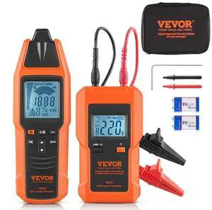 VEVOR Underground Cable Locator, 3 FT Max. Detection Depth, 12 to 600V (NVC) Wire Tracer Break Detector Finder, 6561 FT Max.Detection Length for Electrical Circuits Pipelines Dog Fence Buried Cables