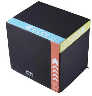 VEVOR 3 in 1 Plyometric Jump Box, 20/18/16 Inch Cotton Plyo Box, Platform & Jumping Agility Box, Anti-Slip Fitness Exercise Step Up Box for Home Gym Training, Conditioning Strength Training, Black