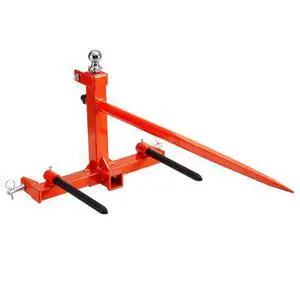 VEVOR  49" Hay Spear, Bale Spears 1600lbs Loading Capacity, Three-Point Hitch Tractor Attachment with 2pcs 17.5" Stabilizer Spears, Quick Attach Spike Forks