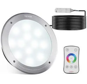 VEVOR 12V LED Pool Light, 10 Inch 40W, RGBW Color Changing Inground Swimming Pool Spa Light Underwater, with 100 FT Cord Remote Control, Fit for 10 in Large Wet Niches, IP68 & Tested to UL Standards