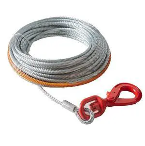 VEVOR Galvanized Steel Winch Cable, 3/8 Inch x 50 Feet 15,200 lbs Breaking Strength, Wire Winch Rope with Swivel Hook, Towing Cable Heavy Duty, Universal Fit for SUV, Large Off-Road Vehicle, Truck