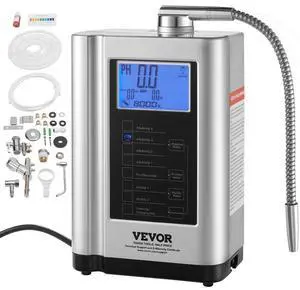 VEVOR Alkaline Water Ionizer Machine, pH 3.5-10.5 Alkaline Acidic Hydrogen Water Purifier, 7 Water Settings Home Filtration System, Up to -650mV ORP, 8000L Per Filter, Auto-Cleaning, White