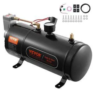 VEVOR 12V Air Compressor with Tank 0.8 Gallon/3 L, Train Horn Air Compressor, 120 psi Working Pressure Onboard Air Compressor System for Train Air Horns, Inflating Tires, Air Mattresses