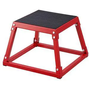 VEVOR Plyometric Jump Box, 12 Inch Plyo Box, Steel Plyometric Platform and Jumping Agility Box, Anti-Slip Fitness Exercise Step Up Box for Home Gym Training, Conditioning Strength Training, Red