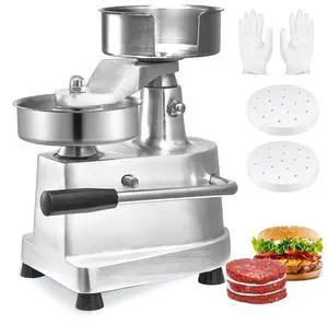 VEVOR Commercial Burger Patty Maker, 130mm/5inch Hamburger Beef Patty Maker, Heavy Duty Food-Grade Stainless Steel Bowl Burger Press Machine, Kitchen Meat Forming Processor with 1000 Pcs Patty Papers
