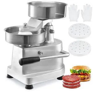 VEVOR Commercial Burger Patty Maker, 150mm/6inch Hamburger Beef Patty Maker, Heavy Duty Food-Grade Stainless Steel Bowl Burger Press Machine, Kitchen Meat Forming Processor with 1000 Pcs Patty Papers