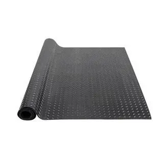 VEVOR Diamond-Plate Rubber Flooring Roll, 3 mm x 4 ft x 15 ft Garage Floor Mat, SBR Rubber Garage Flooring Roll, Easy to Clean, Diamond Plate Rubber Mat for Under Cars, Garage Industry Gym, Black