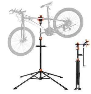 VEVOR Bike Repair Stand, 80 lbs Heavy-duty Steel Bicycle Repair Stand, Adjustable Height Bike Maintenance Workstand with Magnetic Tool Tray Telescopic Arm, Foldable Bike Work Stand for Home, Shops