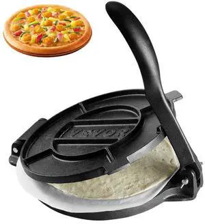 VEVOR Tortilla Press, 10 Inch Tortilla and Roti Maker, Cast Iron Heavy Duty Tortilladora Press, Pre-Seasoned Pataconera Maker with 100 Pcs Parchment Paper, Dough Maker for Flour Tortilla, Tawa, Silver