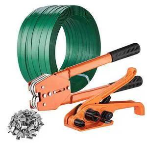 VEVOR Banding Strapping Kit with Strapping Tensioner Tool, Banding Sealer Tool, 300 Metal Seals, 1000ft Length PET Band, Pallet Packaging Strapping Banding Kit Banding Packaging Strapping for Packing