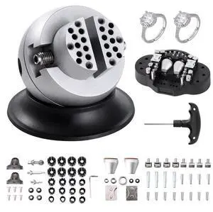 VEVOR Ball Vise, 3" Engraving Setting Tool, 360° Rotation Engraving Block Vise, 70 PCS Attachment Jewelry Engraving Block Tools Standard Block for Gemstone Inlay and Small-Scale Engraving