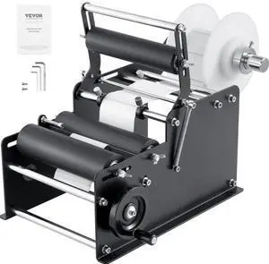 VEVOR Manual Round Labeling Machine, 15-20pcs/min, Bottle Label Applicator for Round Bottles, Adjustable Manual Round Bottle Labeler Suitable for Bottle Diameter 0.78-4.72 inches (with Pressing Bar)