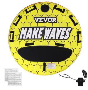 VEVOR Towable Tube for Boating, 1-3 Riders Inflatable Boat Tubes and Towables, 510 lbs, 63" Round Water Sport Towable Tubes for Boats to Pull, Full Nylon Cover, EVA Grab Handles and Speed Safety Valve