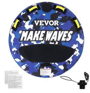 VEVOR Towable Tube for Boating, 340 lbs, 1-2 Riders Inflatable Boat Tubes and Towables, 51.8" Round Water Sport Towable Tube for Boat to Pull, Full Nylon Cover, EVA Grab Handles and Speed Safety Valve
