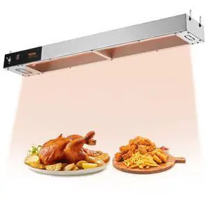 VEVOR French Fry Food Warmer, 850W Commercial Strip Food Heating Lamp, Electric Stainless Steel Warming Light Dump Station, Overhead 104-122F Fries Warmer for Chip Buffet Kitchen Restaurant, Silver