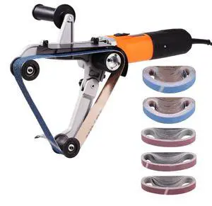 VEVOR Pipe Tube Polisher Sander, 1000W Pipe Belt Sander with 6 Variable Speeds 1100-3200rpm, Professional Belt Sander Grinding Machine with 100PCS Sanding Belts for Burnishing Finishing Rust Removal