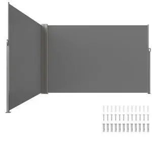 VEVOR Retractable Side Awning, 79''x 236'' Outdoor Privacy Screen, 180g Polyester Water-proof Retractable Patio Screen, UV 30+ Room Divider Wind Screen for Patio, Backyard, Balcony, Gray