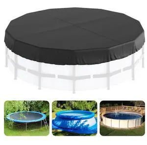 VEVOR 15 Ft Round Pool Cover, Solar Covers for Above Ground Pools, Safety Pool Cover with Drawstring Design, 420D Oxford Fabric Summer Pool Cover, Waterproof and Dustproof, Black
