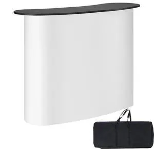 VEVOR Portable Tradeshow Podium Table, 51.18" x 18.31" x 37.4", Display Exhibition Counter Stand Booth Fair with Wall, Foldable Promotion Retail Bar Table Pop Up Podium with Storage Rack, Carrying Bag