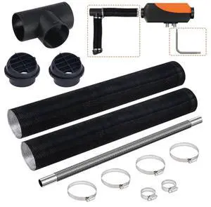 VEVOR Diesel Heater Pipe Ducting Set, 3" Extendable Air Duct Hose, 1" Stainless Steel Exhaust Pipe, 2 Air Vents, Tee Air Outlet Connector and Hose Clamps, for 2KW/5KW/8KW Diesel Parking Heaters