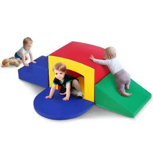 VEVOR Toddler Climbing Toys Indoor, 5 Piece Climb, Crawl and Tunnel Soft Play Equipment, Foam Climbing Toys, Kids Tunnel Maze with Stairs and Ramp,Indoor for Preschoolers Easy to Clean (Assorted)