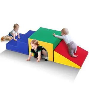 VEVOR Single Tunnel Climber, Toddler Playset, Foam Climbing Blocks for Toddlers, Kids Tunnel Maze with Stairs and Ramp, Indoor for Toddlers and Preschoolers Easy to Clean, 3 pcs (Assorted)