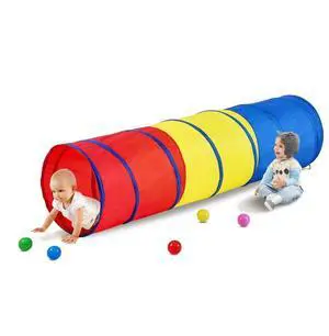 VEVOR Kids Play Tunnel Tent for Toddlers, Colorful Pop Up Crawl Tunnel Toy for Baby or Pet, Collapsible Gift for Boy and Girl Play Tunnel Indoor and Outdoor Game Red/Yellow/Blue Multicolor