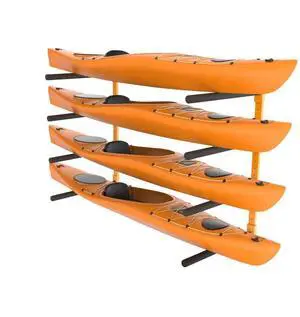 VEVOR Wall Kayak Storage Rack, 4-Capacity Wall Mounted Kayak Holders for Kayak Canoe Paddle Board, Kayak Storage Hooks with Adjustable Padded Arms, 400 LBS Load Kayak Hanger for Indoor Outdoor Garage