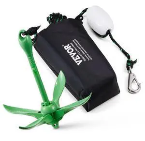 VEVOR Kayak Anchor Kit, 3.5 lb Paddle Board Anchor Kit with 26.2 ft/8 m Rope and Buoy, Folding Small Boat Anchor with Storage Bag and Snap Hook, Kayak Accessories for Kayaks, Small Boats, Canoes