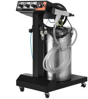 VEVOR Powder Coating System, 50 W 100KV Electrostatic Output Powder Coating Kit with 50L Powder Hopper, 450g Per Minute Powder Coating Machine with Spray Gun and Trolley Base, for Indoor and Outdoor