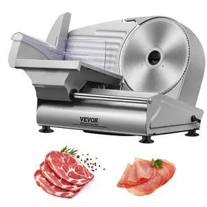 VEVOR Meat Slicer, 180W Electric Deli Food Slicer with 7.5" SUS420 Stainless Steel Blade and Blade Guard, 0 - 0.6 inch Adjustable Thickness for Home Use, Easy to Clean, Cut Meat, Bread, Ham and Cheese