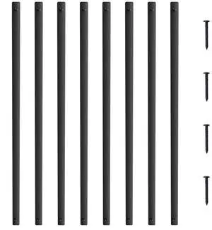 VEVOR Staircase Metal Balusters, 38'' x 1'' Flat Aluminum Alloy Decorative Banister Spindles, 72 Pack Deck Baluster with Screws, Classic Hollow Deck Railing Satin Black Powder Coated for Porch