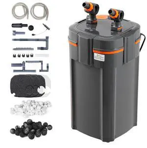 VEVOR Aquarium Filter 396GPH, 4-Stage Canister Filter 120 Gallon, Ultra-Quiet Internal Aquarium Filter with UV Protection, Submersible Power Filter with Multiple Function for Fish Tanks, 15W