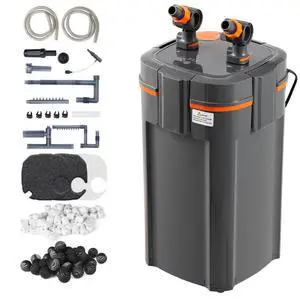 VEVOR Aquarium Filter 264GPH, 3-Stage Canister Filter 75 Gallon, Ultra-Quiet Internal Aquarium Filter with UV Protection, Submersible Power Filter with Multiple Function for Fish Tanks, 11W