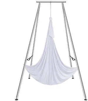 VEVOR Aerial Yoga Frame & Yoga Hammock, 9.67 ft Height Professional Yoga Swing Stand Comes with 6.6 Yards Aerial Hammock, Max 551.15 lbs Load Capacity Yoga Rig for Indoor Outdoor Aerial Yoga, White