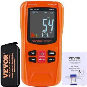 VEVOR 3-in-1 EMF Meter, 5Hz-6GHz, Handheld Rechargeable Electromagnetic Field Radiation Detector, Digital LCD EMF Tester for EF MF RF Home Inspections Outdoor Ghost Hunting 5G Cell Tower Temperature