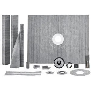 VEVOR Shower Curb Kit, 60"x48" Shower Pan Kit with 2" ABS Central Flange, Waterproof Membrane, Stainless Steel Grate and Joint Sealant, Shower Pan Slope Sticks Fit for Bathroom
