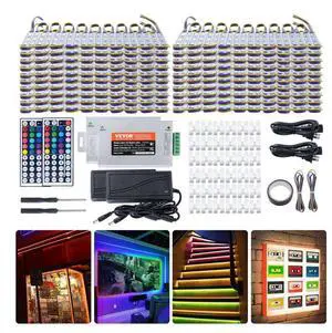 VEVOR 400PCS LED Storefront Lights, 207 ft, LED Module Lights, 5050 SMD 3-LED RGB Color Changing Window Lights with Remote Control for Business Store Window Advertising Letter Signs, IP68 Waterproof