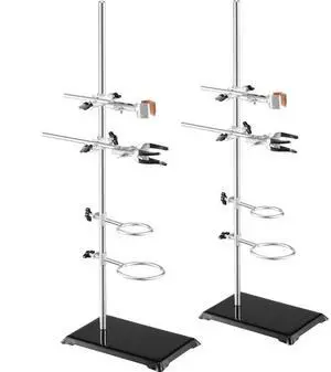 VEVOR Lab Stand Support, Laboratory Retort Support Stand 2 Sets, Steel Lab Stand 23.6" Rod and 8.3" x 5.5" Cast Iron Base, Includes Flask Clamps, Burette Clamps and Cross Clamps