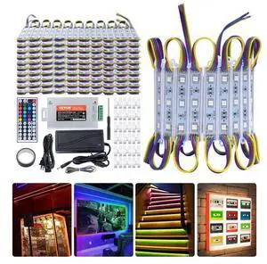 VEVOR 200PCS LED Storefront Lights, 103 ft, LED Module Lights, 5050 SMD 3-LED RGB Color Changing Window Lights with Remote Control for Business Store Window Advertising Letter Signs, IP68 Waterproof