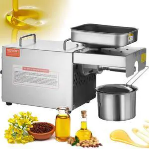 VEVOR Electric Oil Press Machine, 700W Stainless Steel Oil Extractor Machine, 140 / 284 Constant Temperature, Hot Press Oil Expeller for Pressing Peanuts, Sesame Seeds, Rapeseed, Tea Seeds