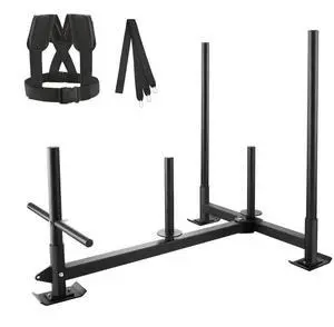 VEVOR Weight Training Sled, Pull Push Power Sled with Handle, Fitness Strength Resistance Training, Steel Workout Equipment for Athletic Exercise & Speed Improvement, Fit for 2" Weight Plate, Black