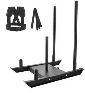 VEVOR Weight Training Sled, Pull Push Power Sled, Fitness Strength Resistance Training, Steel Workout Equipment for Athletic Exercise & Speed Improvement, Suitable for 2" Weight Plate, Black