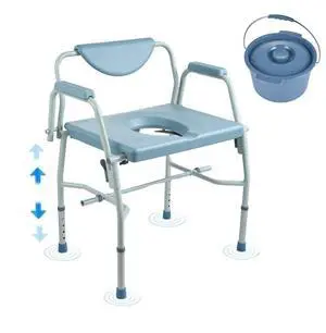 VEVOR Commode Chair, Bedside Commode with Drop-Down Arms and Detachable Backrest, 5-Level Adjustable Height, 7L Removable Bucket, Easy to Assemble, 1000LBS Capacity, Portable Toilet for Adults Seniors