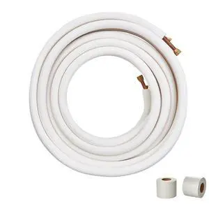 VEVOR 50FT Mini Split Line Set, 3/8" & 5/8" O.D Copper Pipes Tubing and Triple-Layer Insulation, for Mini Split Air Conditioning Refrigerant or Heating Pump Equipment & HVAC with Wrapping Strips.